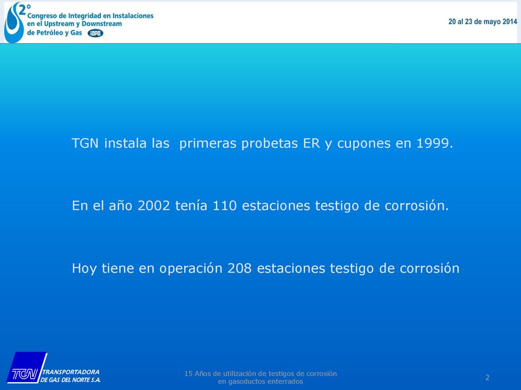 TGN instala las primeras probetas ER y cupones en 1999.