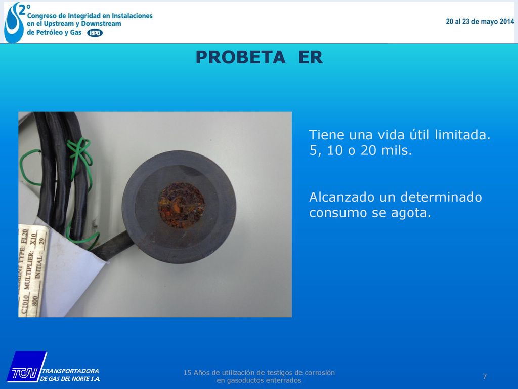 PROBETA ER Tiene una vida útil limitada. 5, 10 o 20 mils.