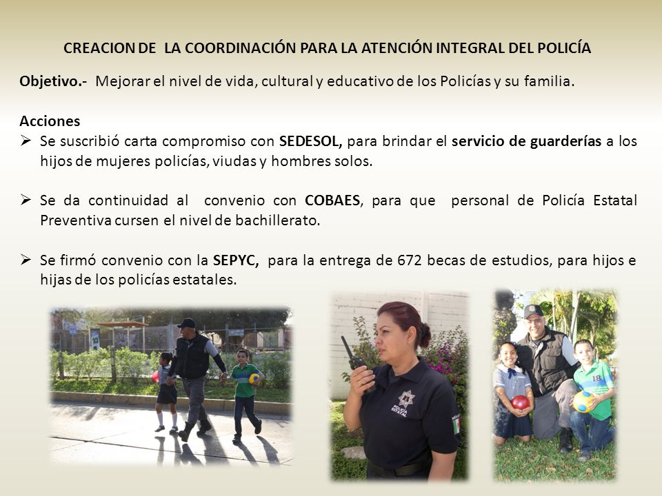 CREACION DE LA COORDINACIÓN PARA LA ATENCIÓN INTEGRAL DEL POLICÍA