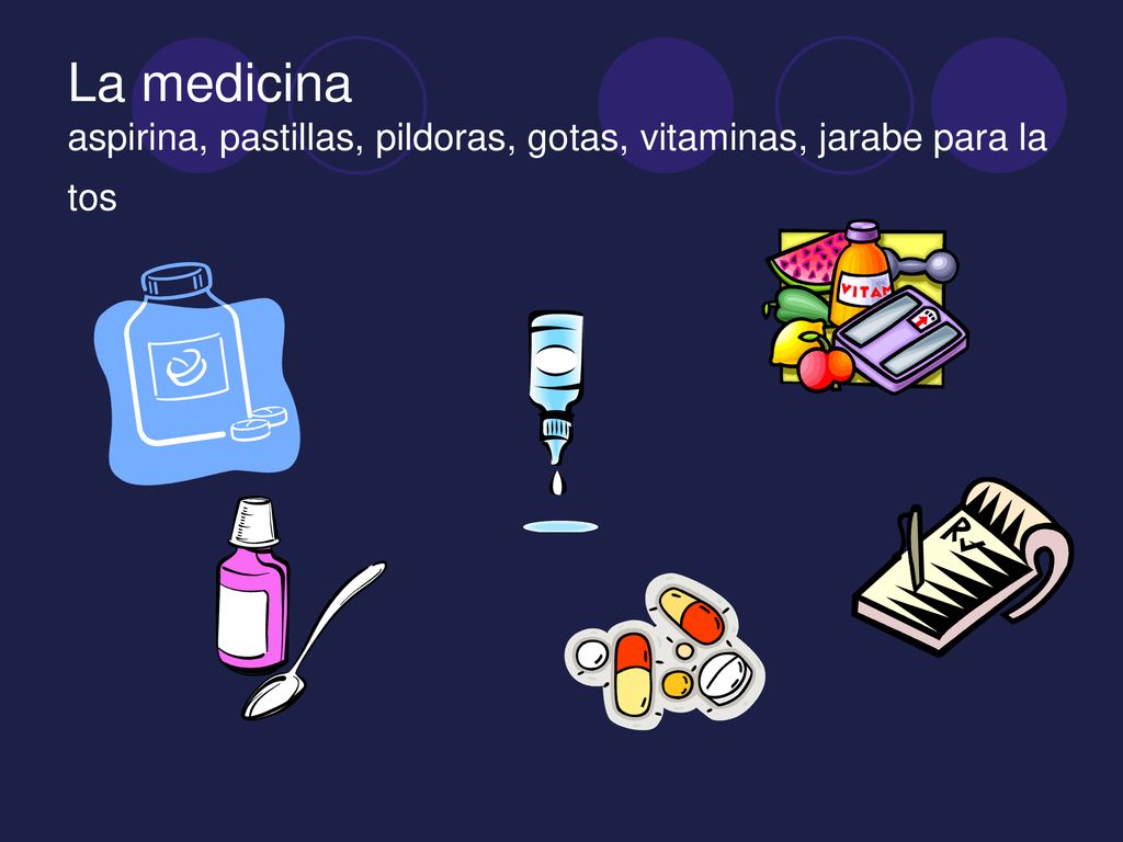 La medicina aspirina, pastillas, pildoras, gotas, vitaminas, jarabe para la tos