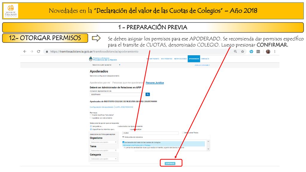 Novedades en la Declaración del valor de las Cuotas de Colegios – Año 2018