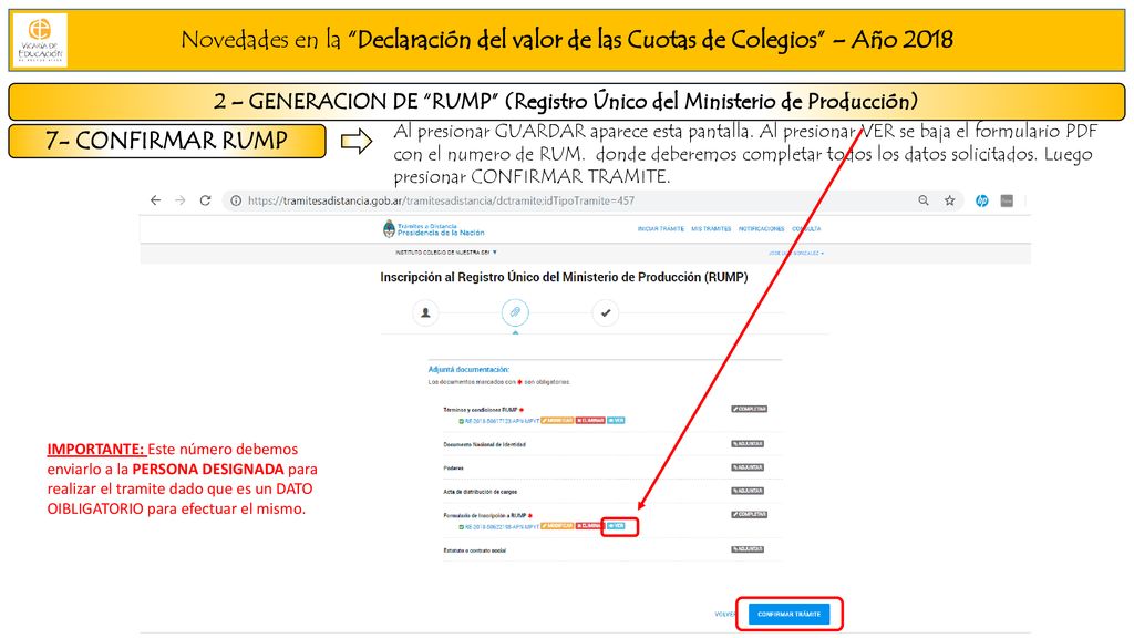2 – GENERACION DE RUMP (Registro Único del Ministerio de Producción)