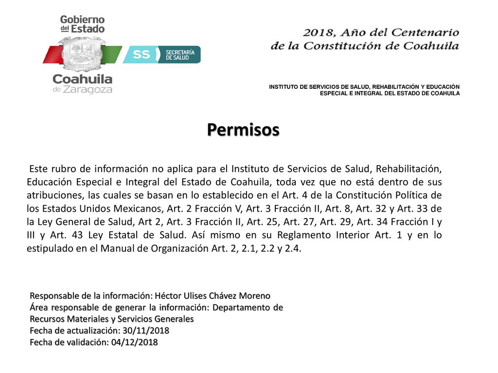 INSTITUTO DE SERVICIOS DE SALUD, REHABILITACIÓN Y EDUCACIÓN ESPECIAL E INTEGRAL DEL ESTADO DE COAHUILA