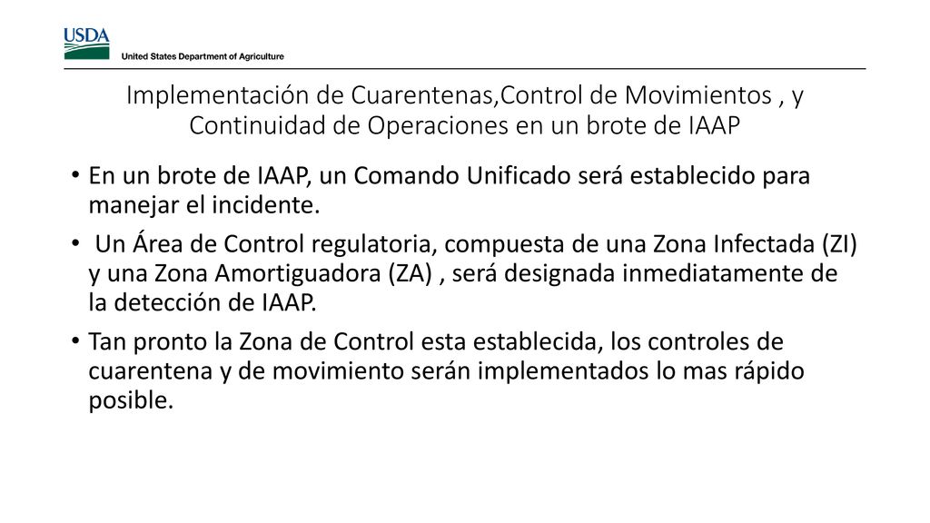 Implementación de Cuarentenas,Control de Movimientos , y Continuidad de Operaciones en un brote de IAAP