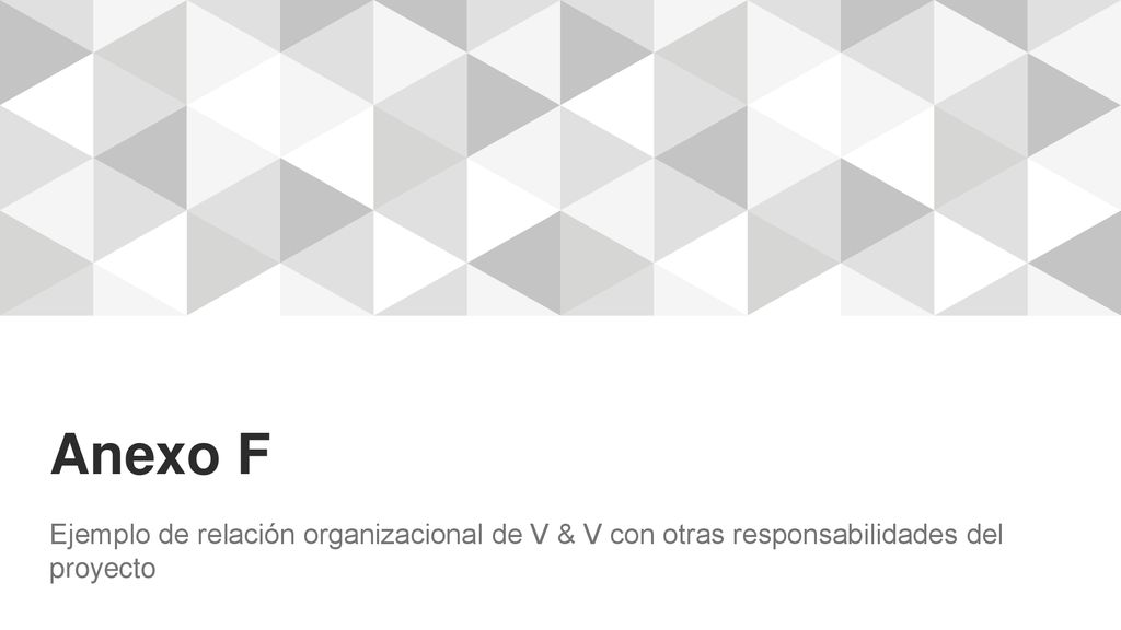 Anexo F Ejemplo de relación organizacional de V & V con otras responsabilidades del proyecto