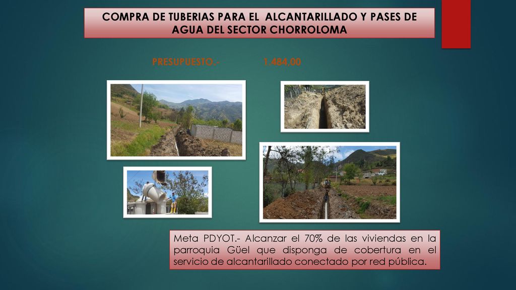 COMPRA DE TUBERIAS PARA EL ALCANTARILLADO Y PASES DE AGUA DEL SECTOR CHORROLOMA