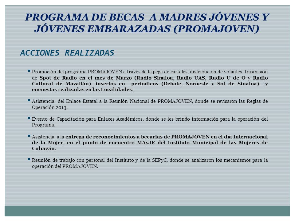 PROGRAMA DE BECAS A MADRES JÓVENES Y JÓVENES EMBARAZADAS (PROMAJOVEN)
