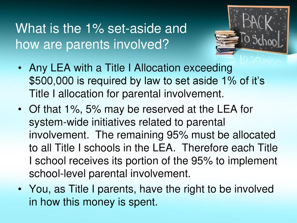 What is the 1% set-aside and how are parents involved