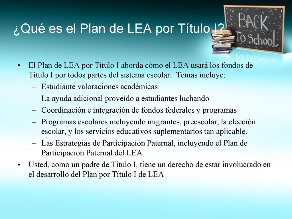 ¿Qué es el Plan de LEA por Título I
