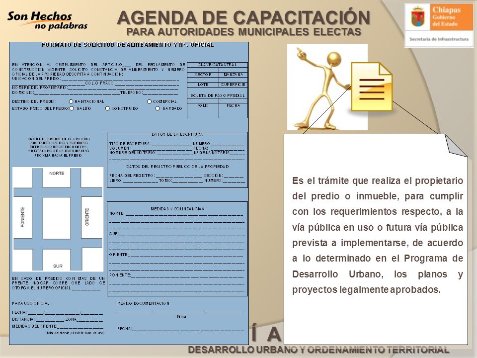 Es el trámite que realiza el propietario del predio o inmueble, para cumplir con los requerimientos respecto, a la vía pública en uso o futura vía pública prevista a implementarse, de acuerdo a lo determinado en el Programa de Desarrollo Urbano, los planos y proyectos legalmente aprobados.