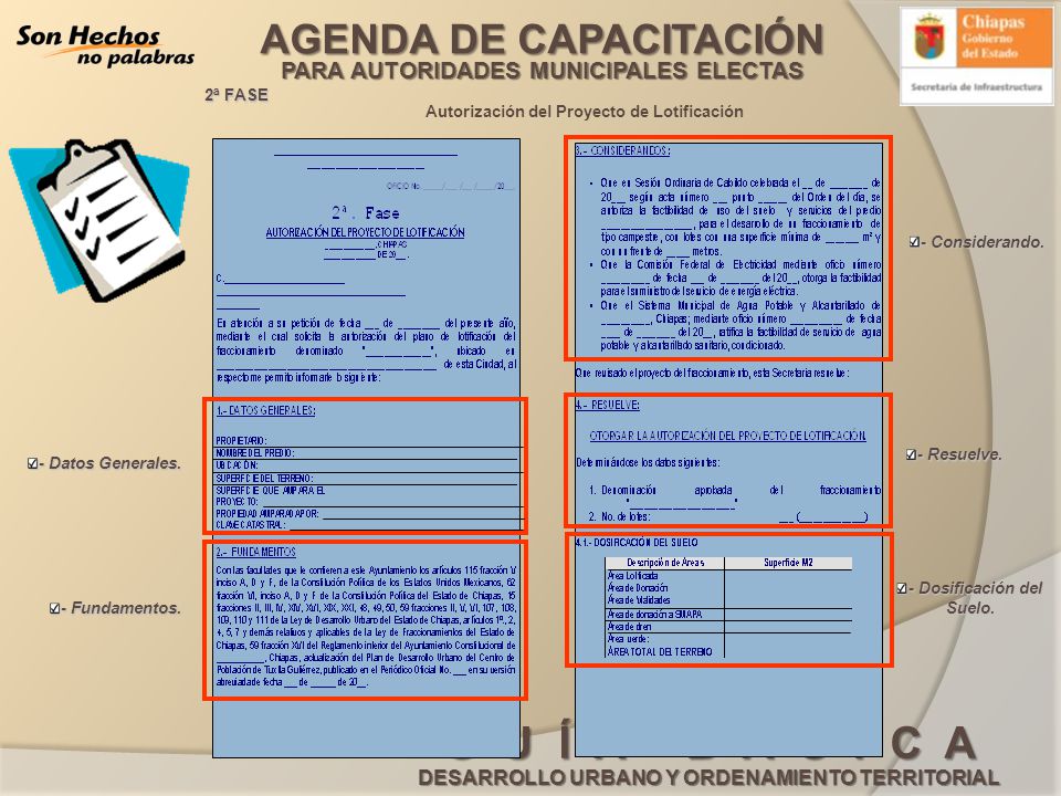 Autorización del Proyecto de Lotificación - Dosificación del Suelo.