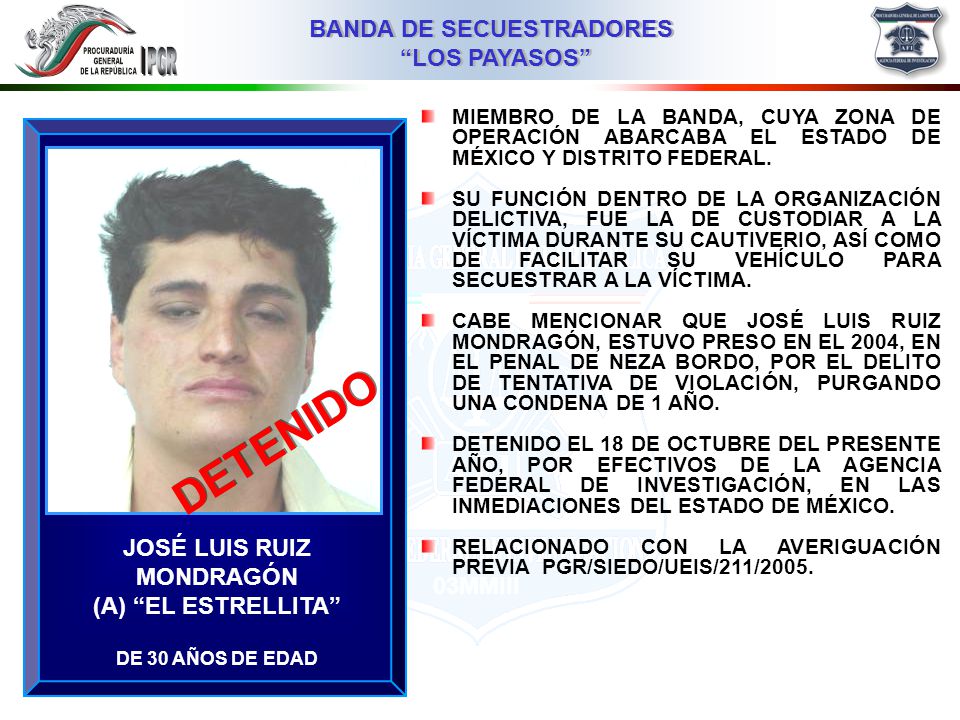 DETENIDO JOSÉ LUIS RUIZ MONDRAGÓN (A) EL ESTRELLITA