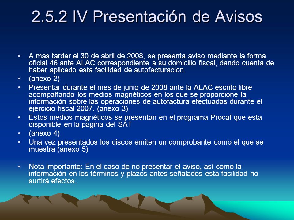 2.5.2 IV Presentación de Avisos