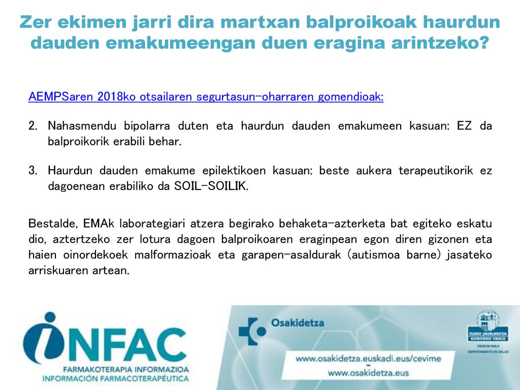 Zer ekimen jarri dira martxan balproikoak haurdun dauden emakumeengan duen eragina arintzeko