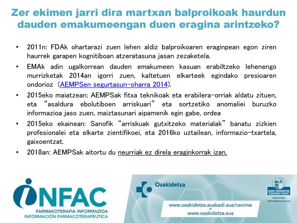 Zer ekimen jarri dira martxan balproikoak haurdun dauden emakumeengan duen eragina arintzeko