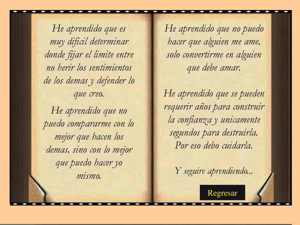 He aprendido que es muy dificil determinar donde fijar el limite entre no herir los sentimientos de los demas y defender lo que creo.