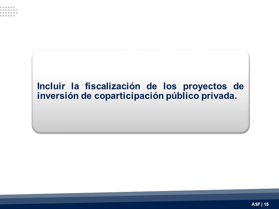 Incluir la fiscalización de los proyectos de inversión de coparticipación público privada.