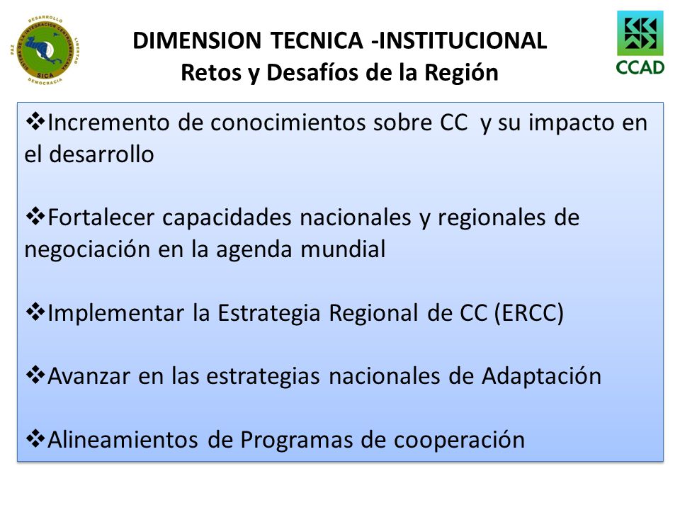 DIMENSION TECNICA -INSTITUCIONAL Retos y Desafíos de la Región