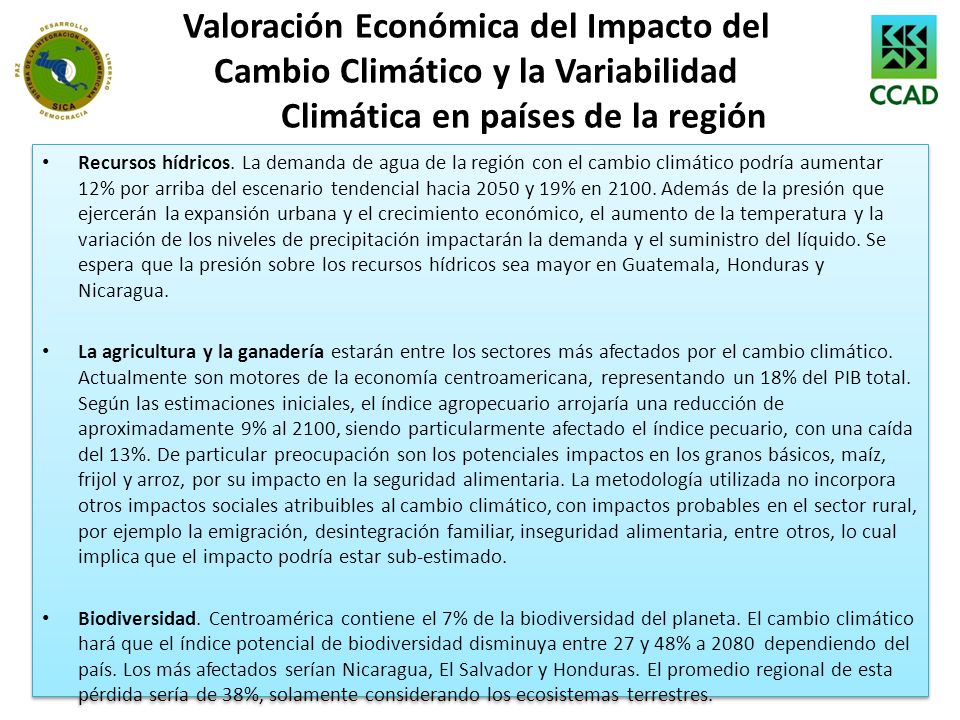 Valoración Económica del Impacto del Cambio Climático y la Variabilidad Climática en países de la región