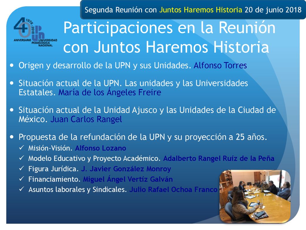 Segunda Reunión con Juntos Haremos Historia 20 de junio 2018