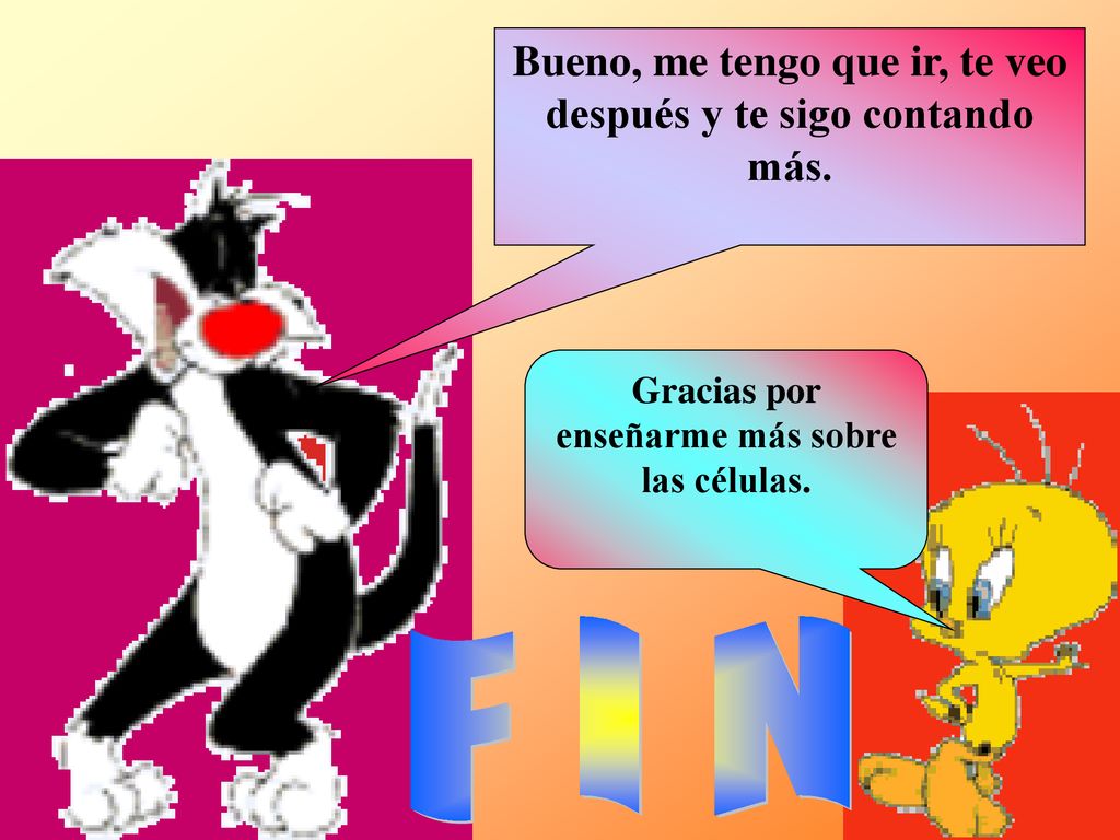 F I N Bueno, me tengo que ir, te veo después y te sigo contando más.