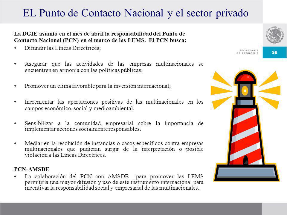 EL Punto de Contacto Nacional y el sector privado