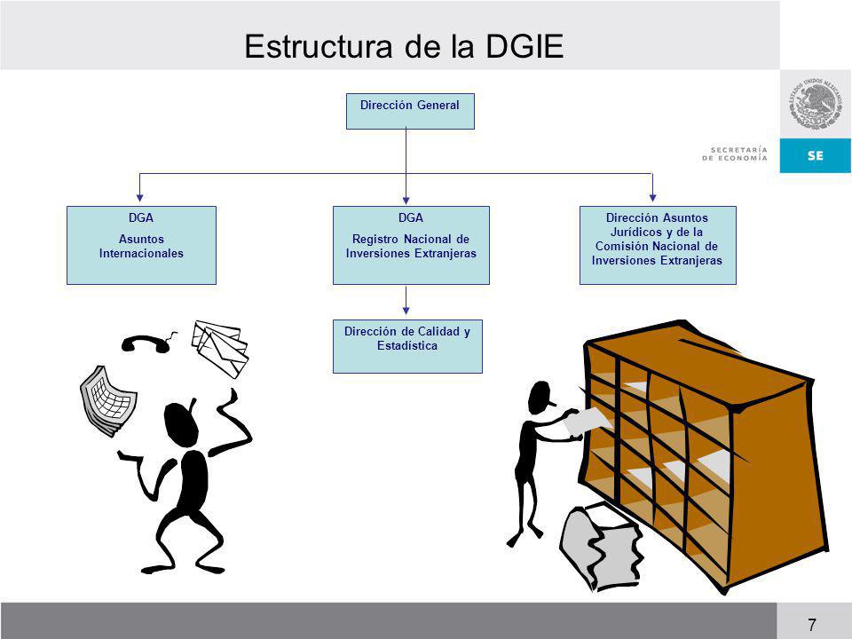 Estructura de la DGIE 7 Dirección General DGA Asuntos Internacionales