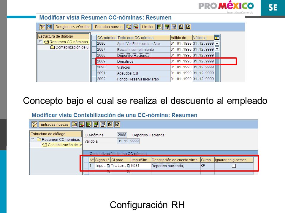 Concepto bajo el cual se realiza el descuento al empleado