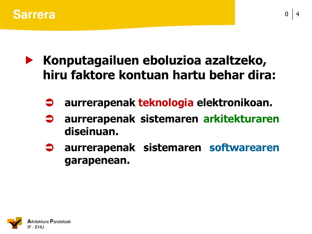  Konputagailuen eboluzioa azaltzeko, hiru faktore kontuan hartu behar dira: