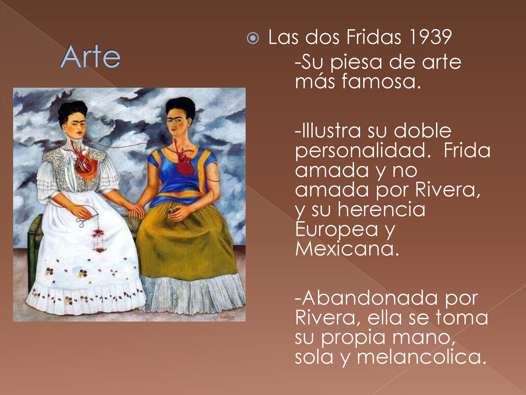 Arte Las dos Fridas Su piesa de arte más famosa.