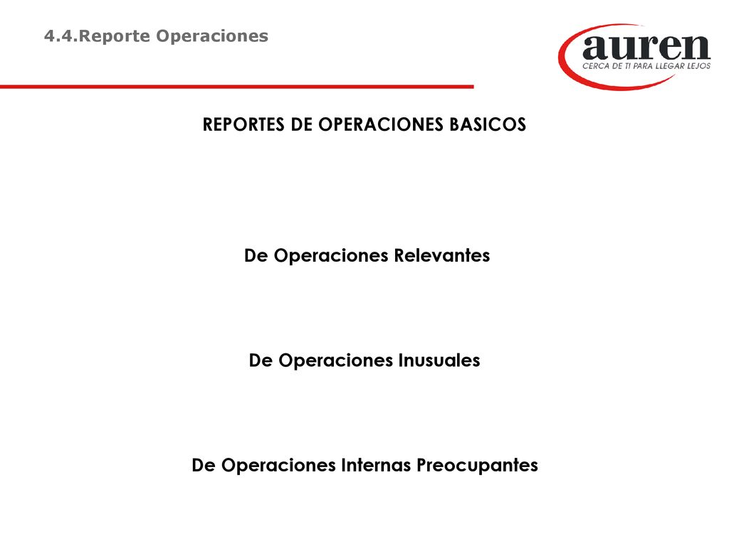 4.4.Reporte Operaciones REPORTES DE OPERACIONES BASICOS De Operaciones Relevantes De Operaciones Inusuales De Operaciones Internas Preocupantes