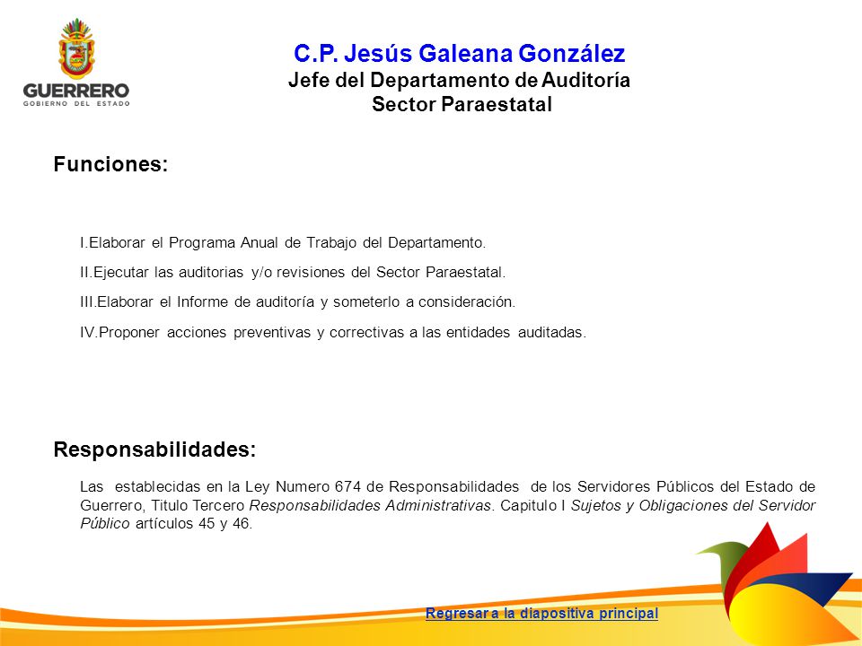 C.P. Jesús Galeana González Jefe del Departamento de Auditoría