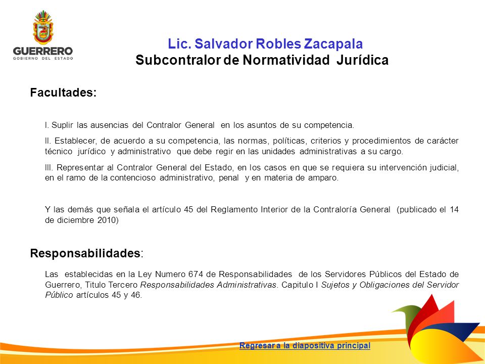 Lic. Salvador Robles Zacapala Subcontralor de Normatividad Jurídica
