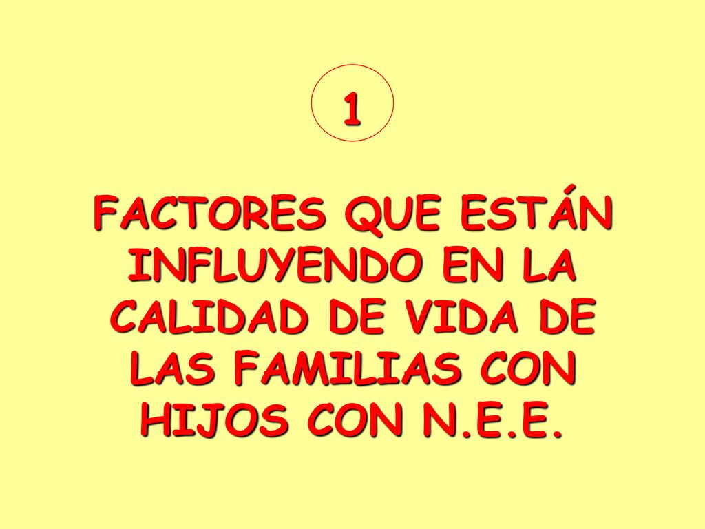 1 FACTORES QUE ESTÁN INFLUYENDO EN LA CALIDAD DE VIDA DE LAS FAMILIAS CON HIJOS CON N.E.E.