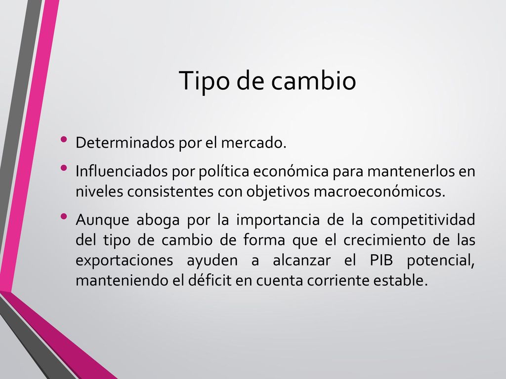 Tipo de cambio Determinados por el mercado.