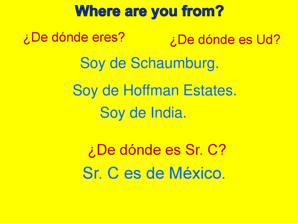 Sr. C es de México. Where are you from Soy de Schaumburg.