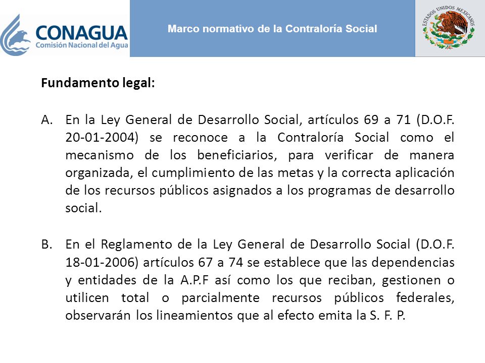 Marco normativo de la Contraloría Social