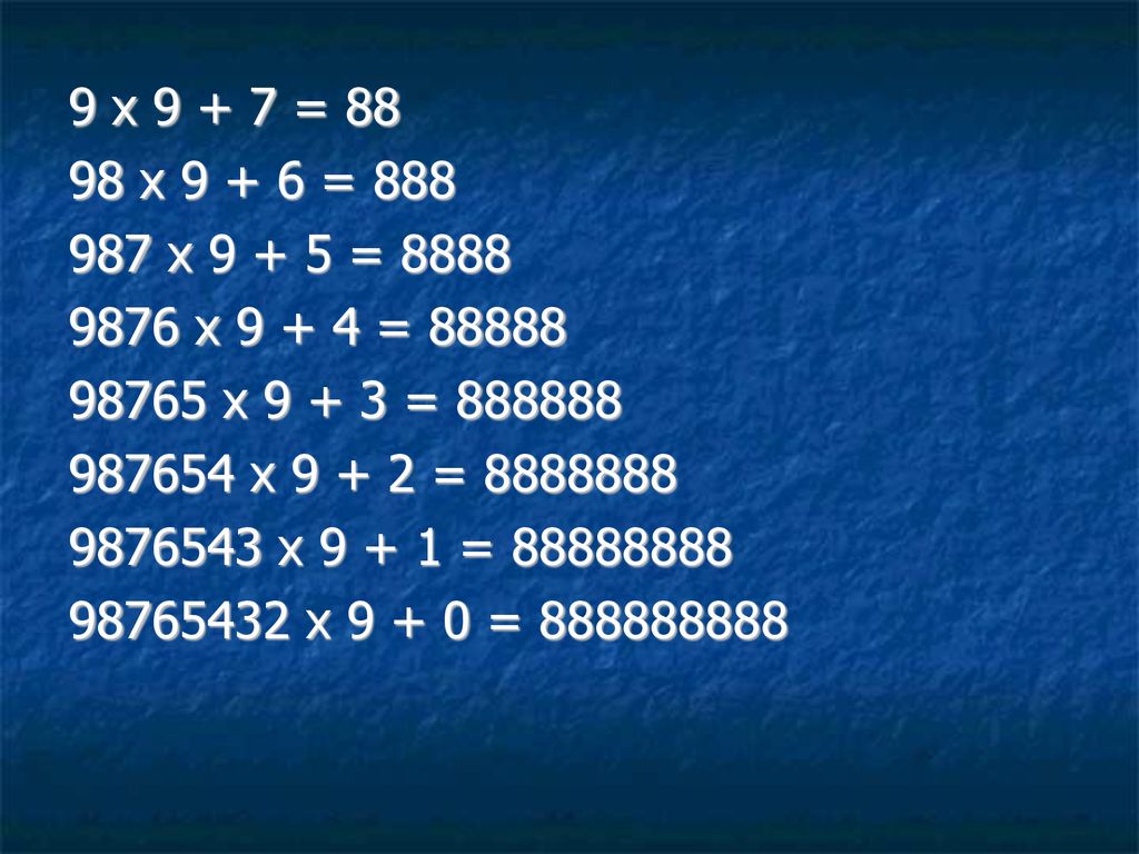 9 x = x = x = x = x =