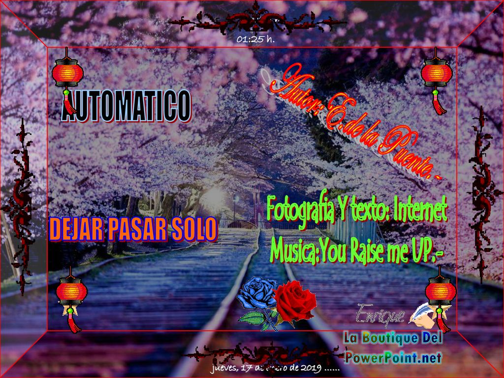 Fotografia Y texto: Internet Musica:You Raise me UP.- DEJAR PASAR SOLO