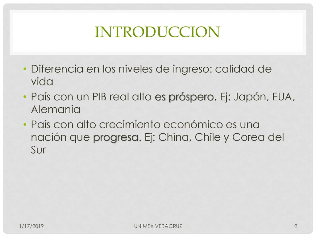 INTRODUCCION Diferencia en los niveles de ingreso: calidad de vida