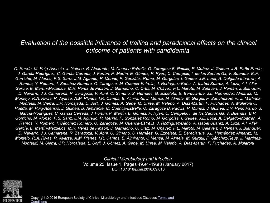 Evaluation of the possible influence of trailing and paradoxical effects on the clinical outcome of patients with candidemia