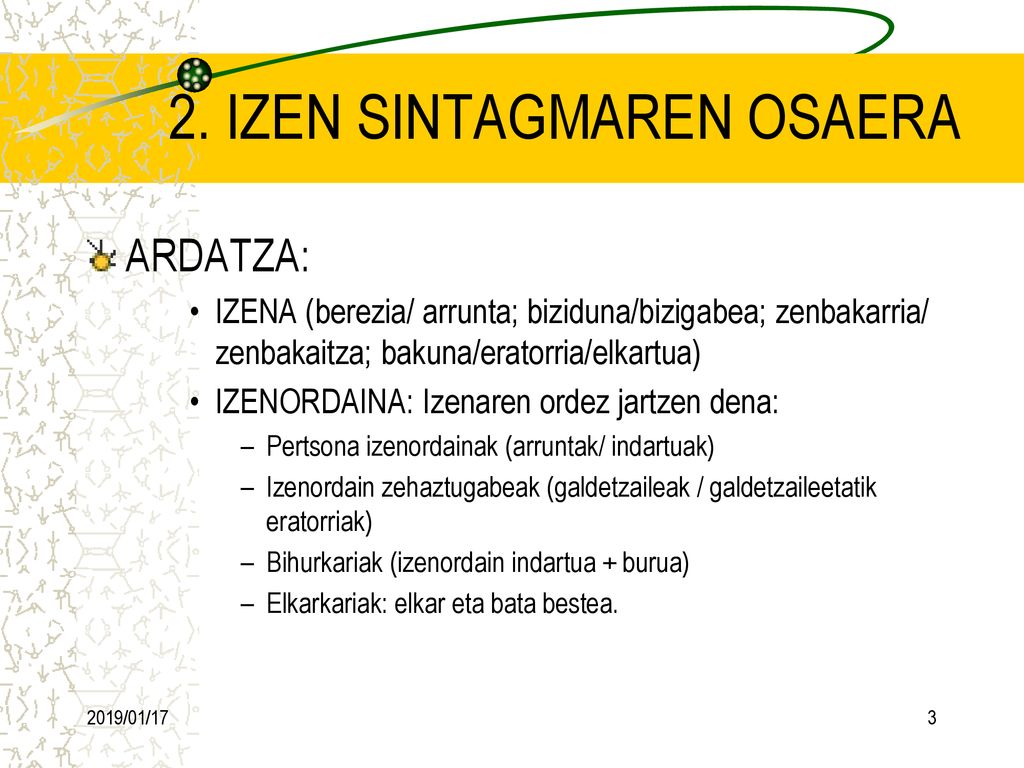 2. IZEN SINTAGMAREN OSAERA