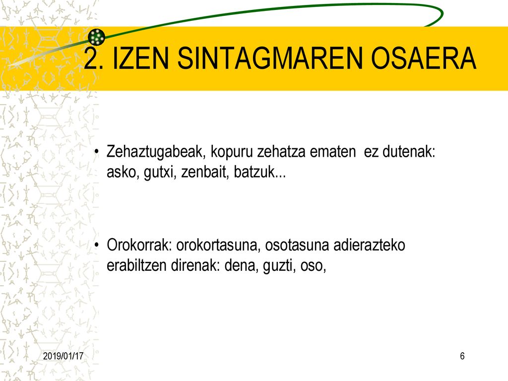2. IZEN SINTAGMAREN OSAERA