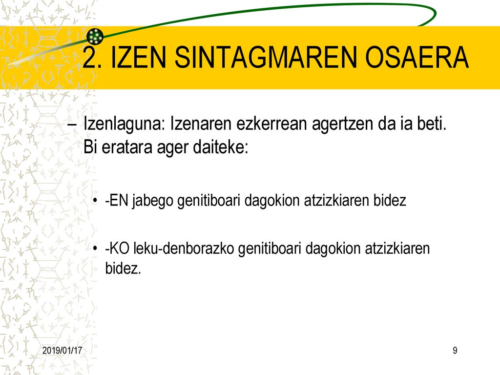 2. IZEN SINTAGMAREN OSAERA