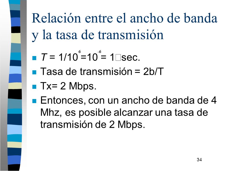 Relación entre el ancho de banda y la tasa de transmisión