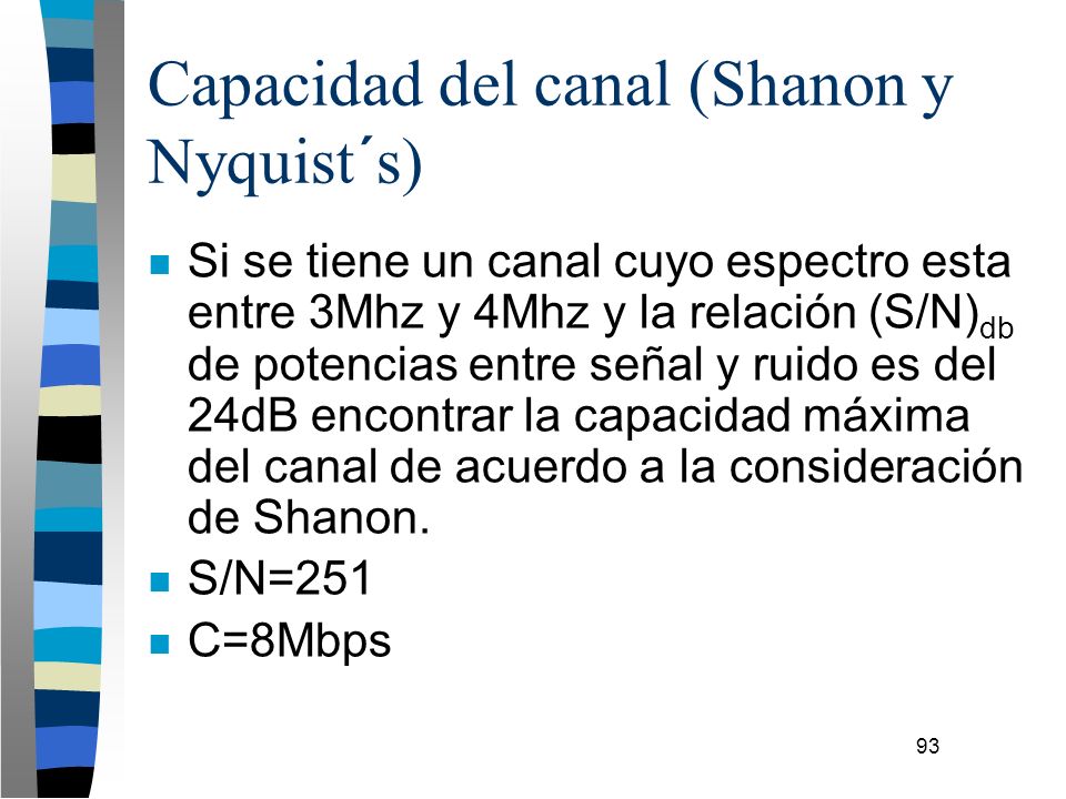 Capacidad del canal (Shanon y Nyquist´s)