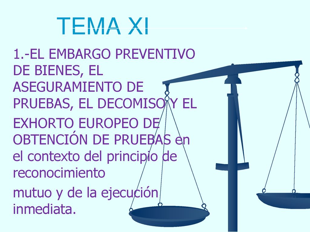 TEMA XI 1.-EL EMBARGO PREVENTIVO DE BIENES, EL ASEGURAMIENTO DE PRUEBAS, EL DECOMISO Y EL.
