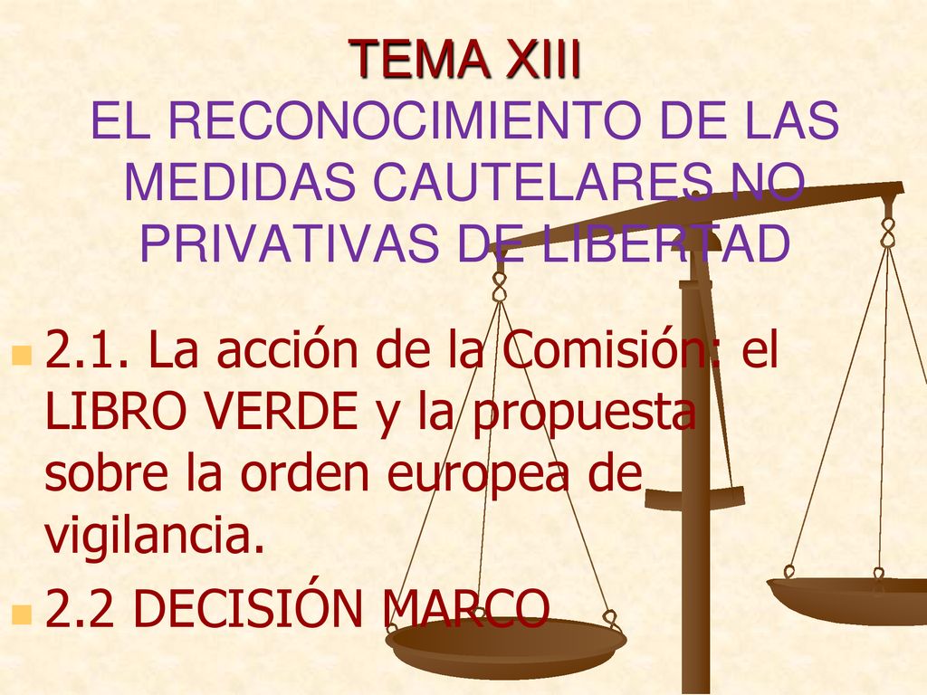 TEMA XIII EL RECONOCIMIENTO DE LAS MEDIDAS CAUTELARES NO PRIVATIVAS DE LIBERTAD