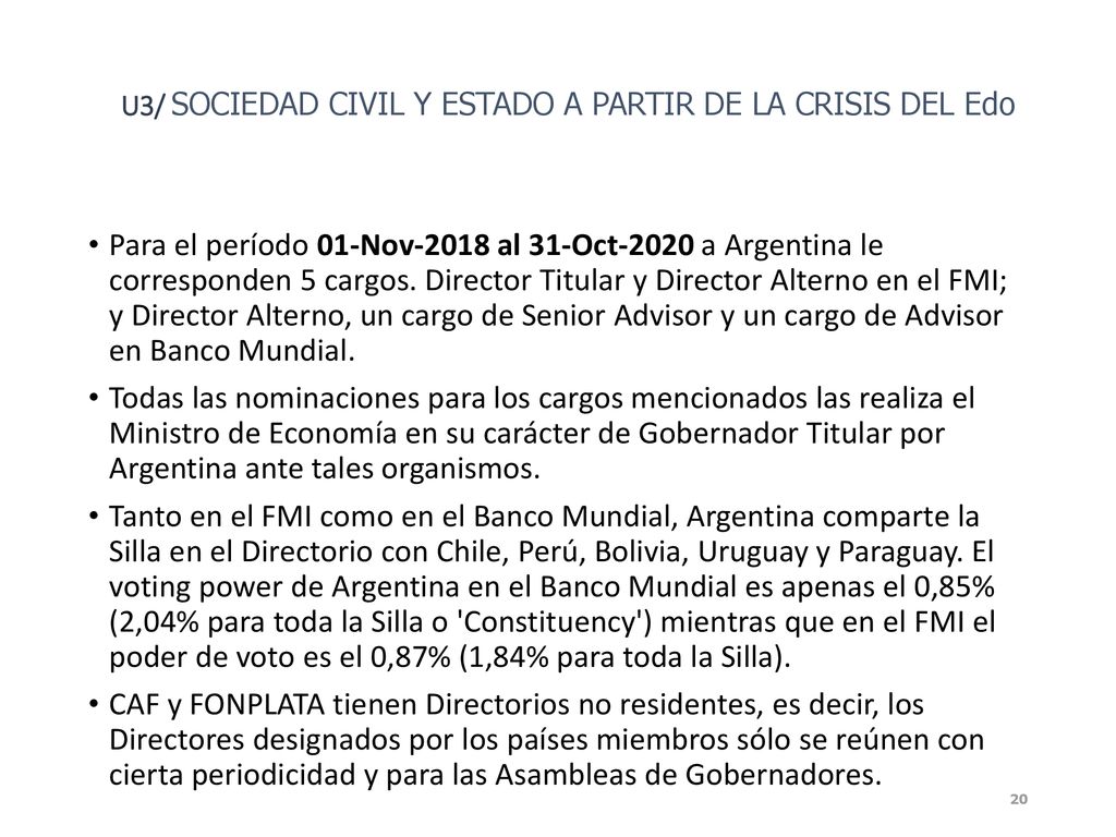 U3/ SOCIEDAD CIVIL Y ESTADO A PARTIR DE LA CRISIS DEL Edo