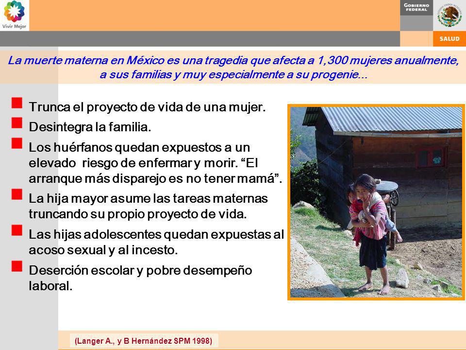 Trunca el proyecto de vida de una mujer. Desintegra la familia.